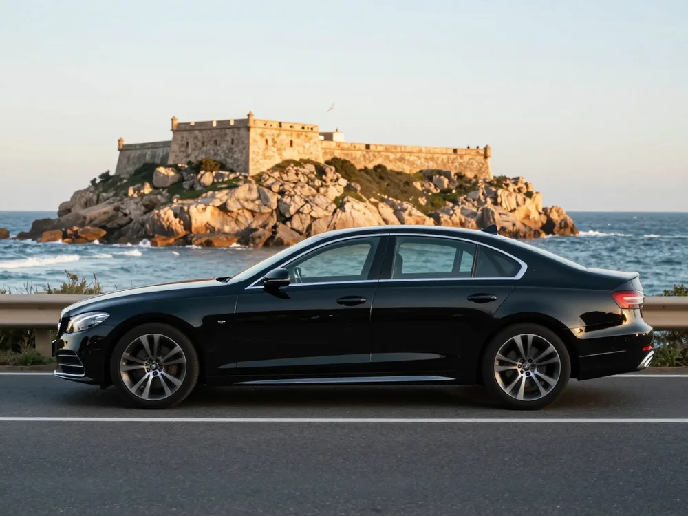 Executive car on the Atlantic coast road near Cascais